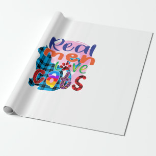 Cat Art Real Men Love Cats Wrapping Paper