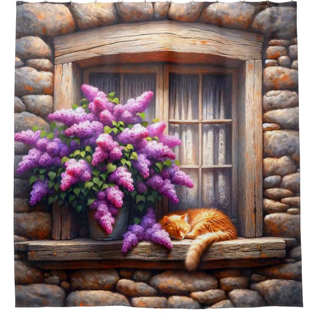 Cat Art Shower Curtain (Front)