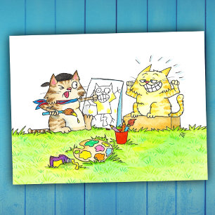 Cat Art Student Postcard