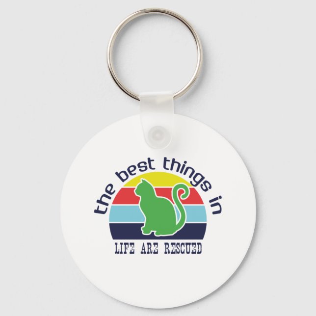 Cat Art The Best Thing In Life Key Ring (Front)