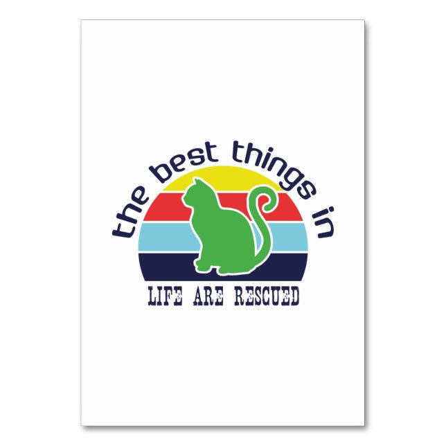 Cat Art The Best Thing In Life Table Number (Front)