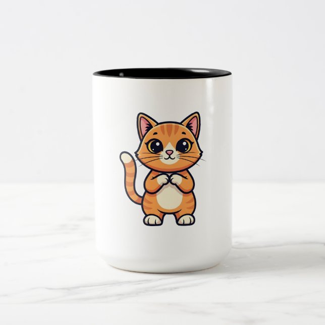 cat art Two-Tone coffee mug (Center)