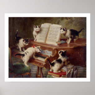 Cat Art: Vintage Art Print: The Kitten's Recital Poster