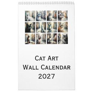 Cat Art Wall Calendar 2027