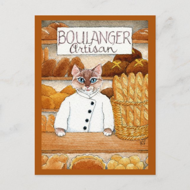 Cat Artisan Baker Bakery Bread Postcard (Front)