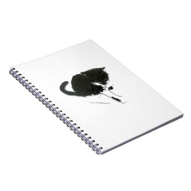 Cat Artwork Black and White Kitty Notebook (Right Side)