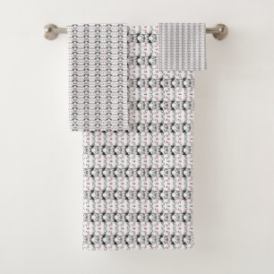 Cat Artwork Cute Cat Pattern Seamless Background Bath Towel Set