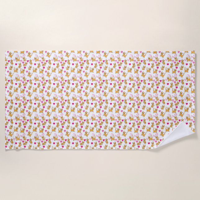 Cat Artwork | Cute Cat Valentine Beach Towel (Front)