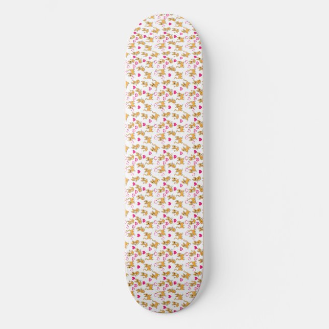 Cat Artwork | Cute Cat Valentine Skateboard (Front)