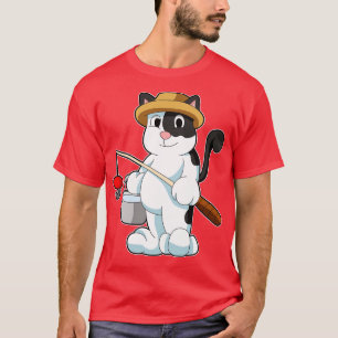 Cat as Angler with Bucket of Water T-Shirt