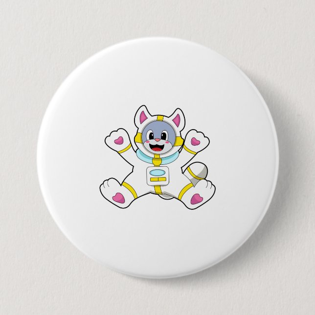 Cat as Astronaut in Costume 7.5 Cm Round Badge (Front)
