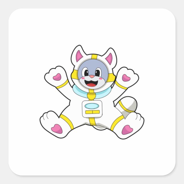 Cat as Astronaut in Costume Square Sticker (Front)