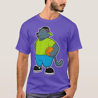Cat as Basketball player with Basketball 1 T-Shirt