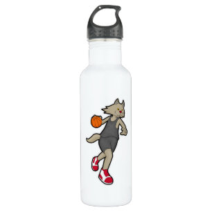 Cat as Basketball player with Basketball 710 Ml Water Bottle