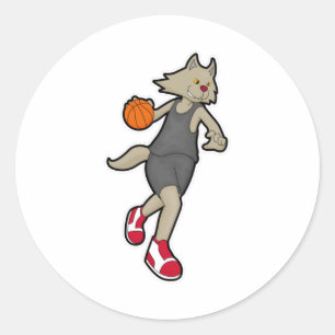Cat as Basketball player with Basketball Classic Round Sticker