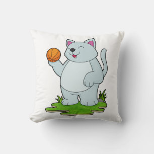 Cat as Basketball player with Basketball Cushion