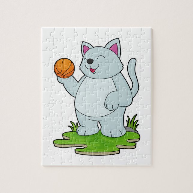 Cat as Basketball player with Basketball Jigsaw Puzzle (Vertical)
