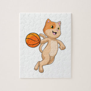 Cat as Basketball player with Basketball Jigsaw Puzzle