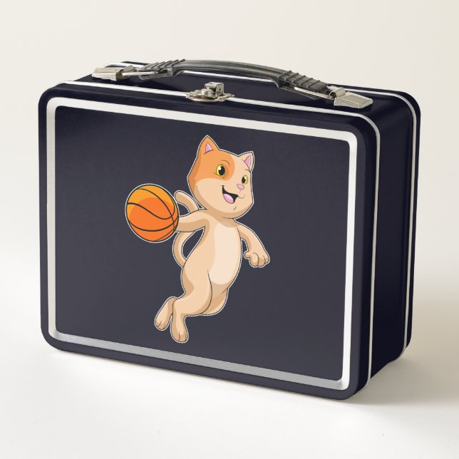 Cat as Basketball player with Basketball Metal Lunch Box (Front)