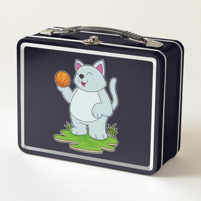 Cat as Basketball player with Basketball Metal Lunch Box (Front)