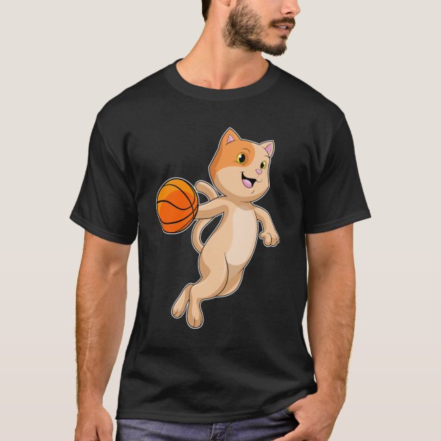 Cat as Basketball player with Basketball T-Shirt (Front)