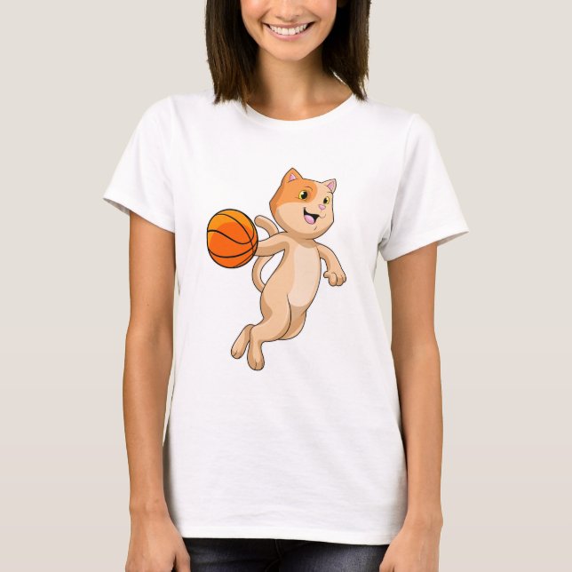 Cat as Basketball player with Basketball T-Shirt (Front)