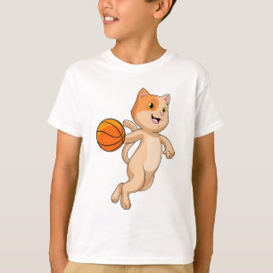 Cat as Basketball player with Basketball T-Shirt
