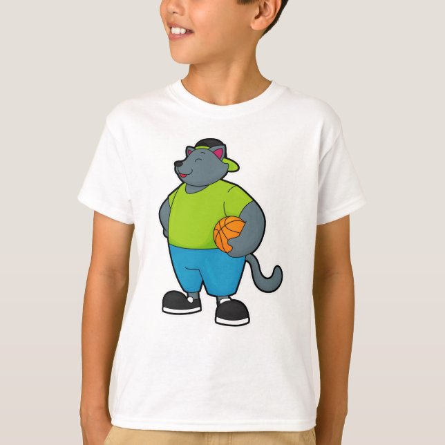 Cat as Basketball player with Basketball T-Shirt (Front)