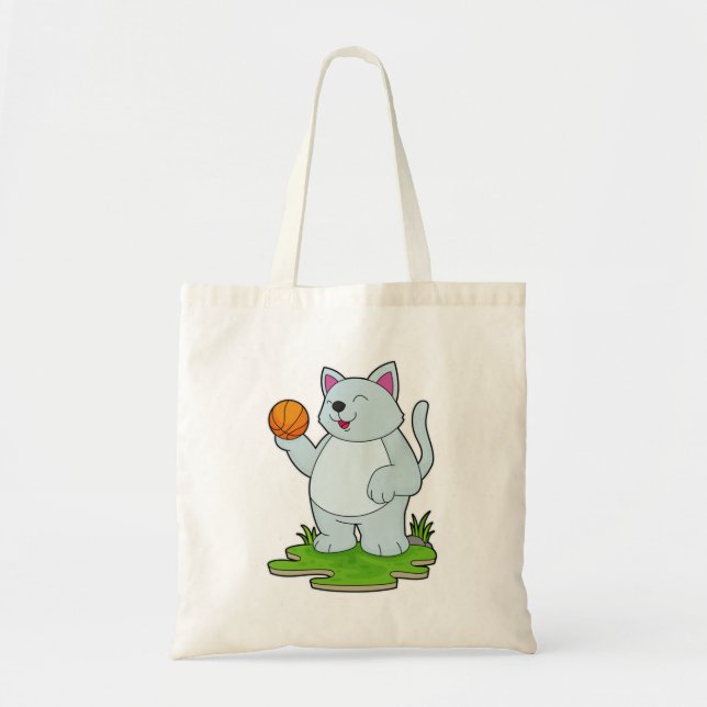 Cat as Basketball player with Basketball Tote Bag (Front)
