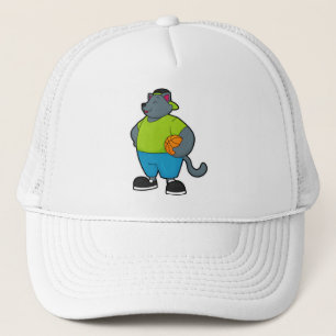 Cat as Basketball player with Basketball Trucker Hat