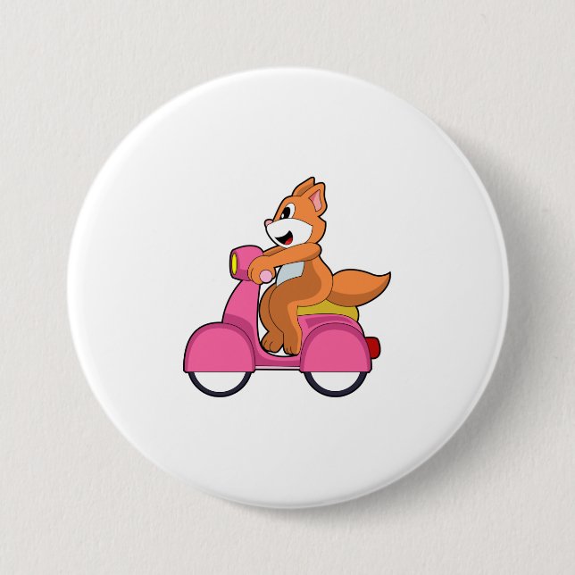 Cat as Biker with Scooter.PNG 7.5 Cm Round Badge (Front)