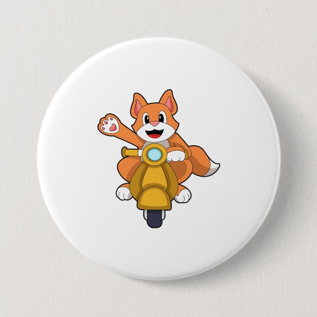 Cat as Biker with Scooter.PNG 7.5 Cm Round Badge (Front)