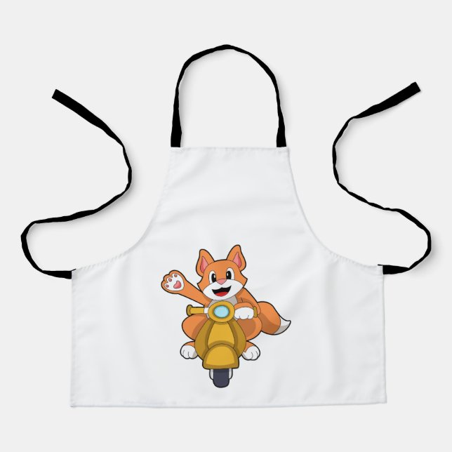 Cat as Biker with Scooter.PNG Apron (Front)