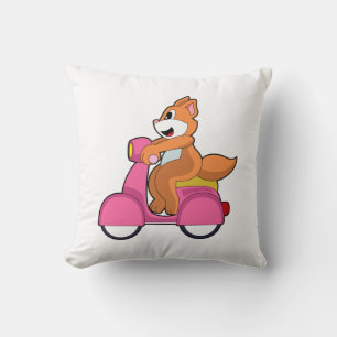 Cat as Biker with Scooter.PNG Cushion