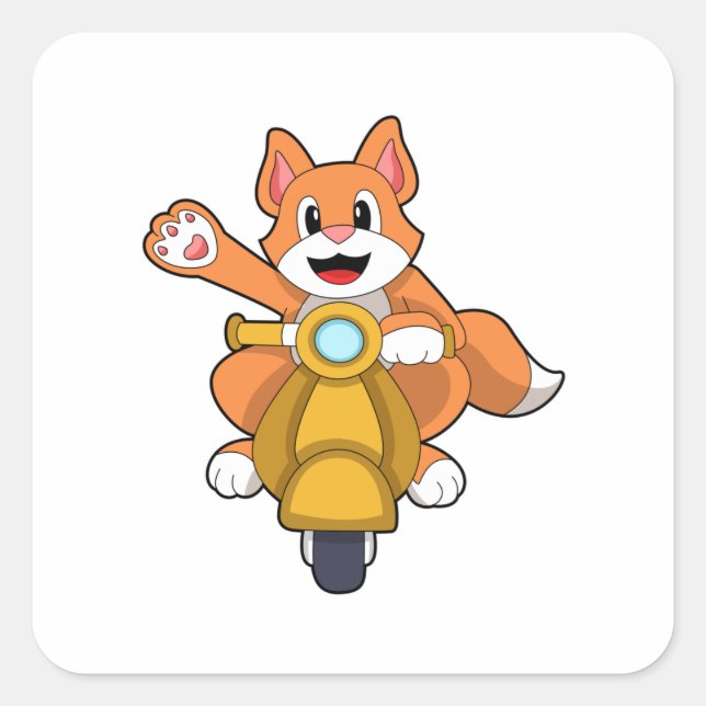 Cat as Biker with Scooter.PNG Square Sticker (Front)