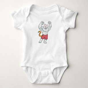 Cat as Bodybuilder with big Muscles Baby Bodysuit