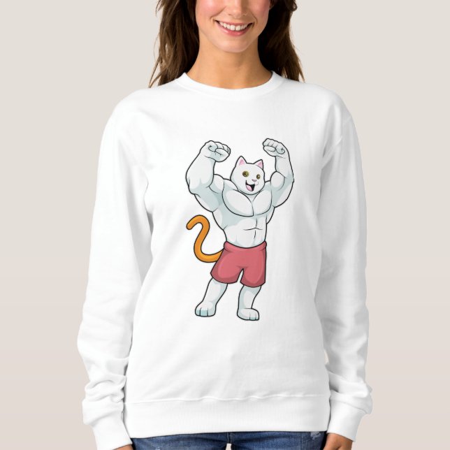 Cat as Bodybuilder with big Muscles Sweatshirt (Front)