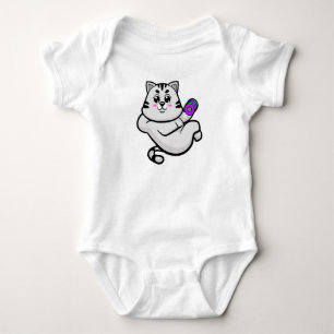 Cat as Bodybuilder with Dumbbell Baby Bodysuit