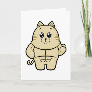 Cat as Bodybuilder with Six pack Card
