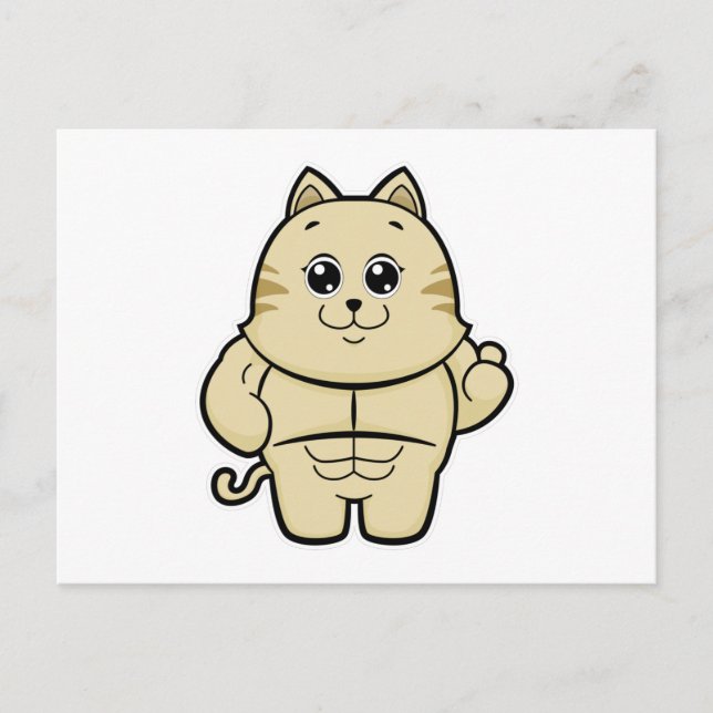 Cat as Bodybuilder with Six pack Postcard (Front)