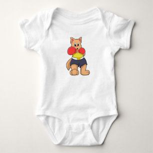 Cat as Boxer at Boxing Baby Bodysuit