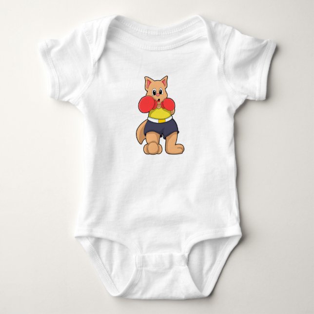 Cat as Boxer at Boxing Baby Bodysuit (Front)