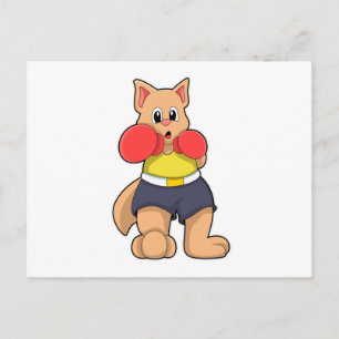 Cat as Boxer at Boxing Postcard