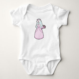Cat as Bride with Bunch of Flowers Baby Bodysuit