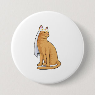 Cat as Bride with Veil 7.5 Cm Round Badge