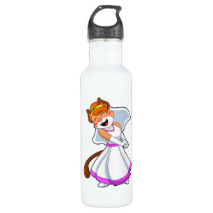 Cat as Bride with Wedding dress & Crown 710 Ml Water Bottle