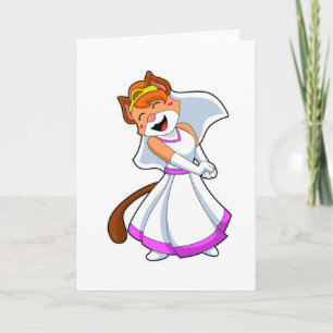 Cat as Bride with Wedding dress & Crown Card