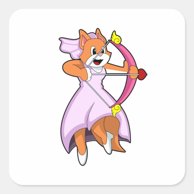 Cat as Bride with Wedding dress.PNG Square Sticker (Front)