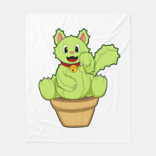 Cat as Cactus Fleece Blanket