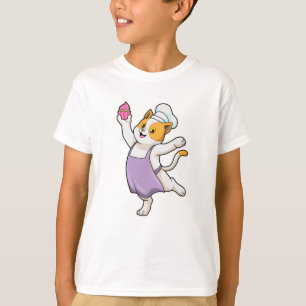 Cat as Cook with Cooking apron & Muffin T-Shirt